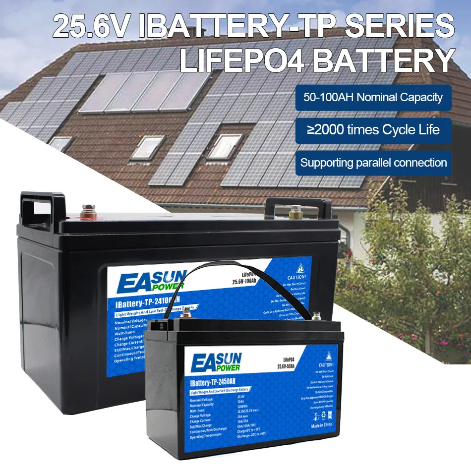 Batería Easun 12V 100Ah LiFePO4 vista frontal