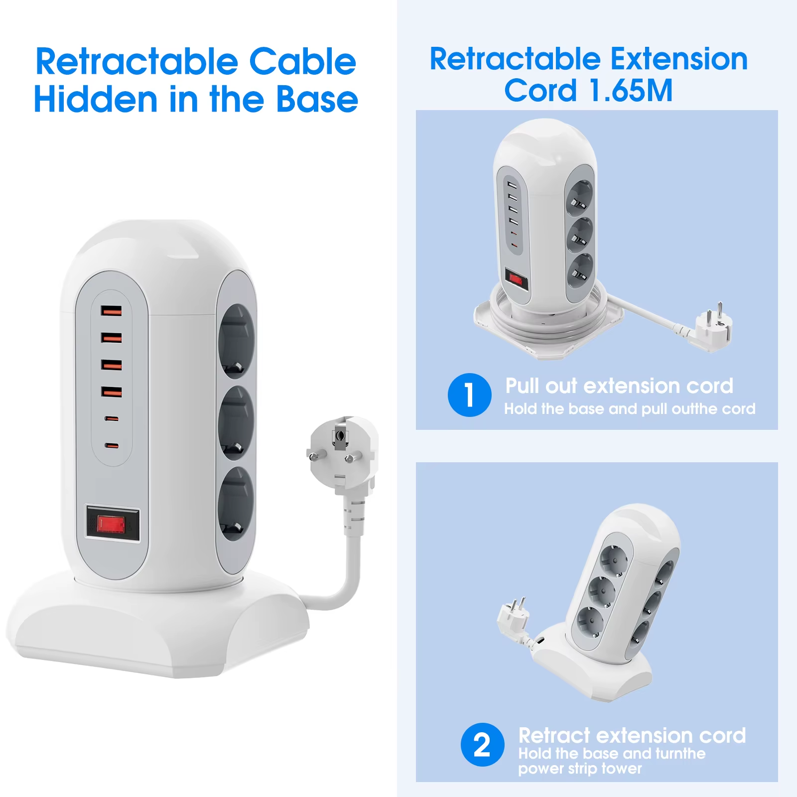 Cable retráctil base