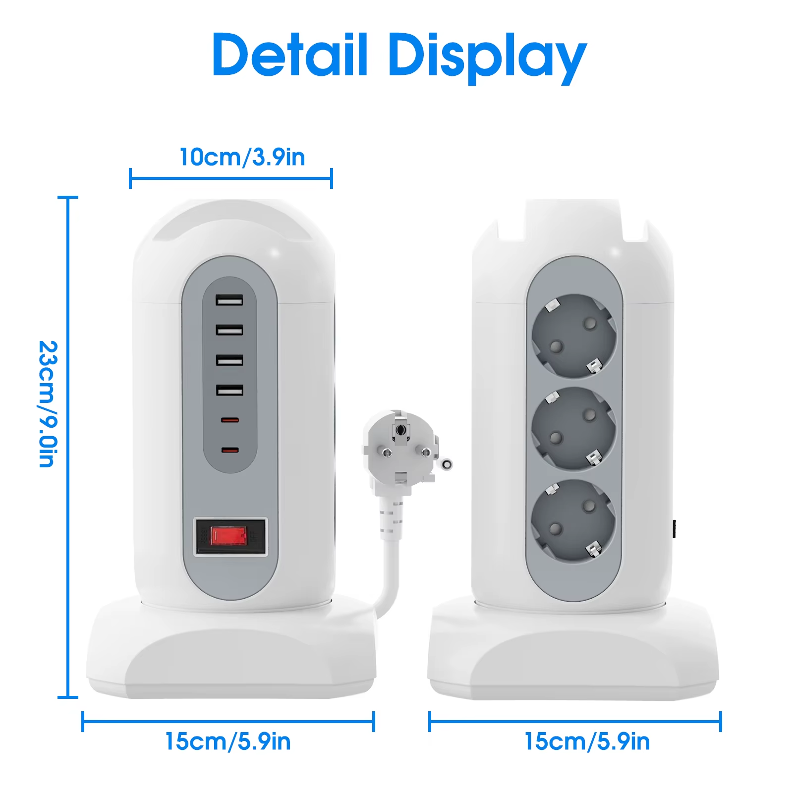 Regleta torre enchufes USB